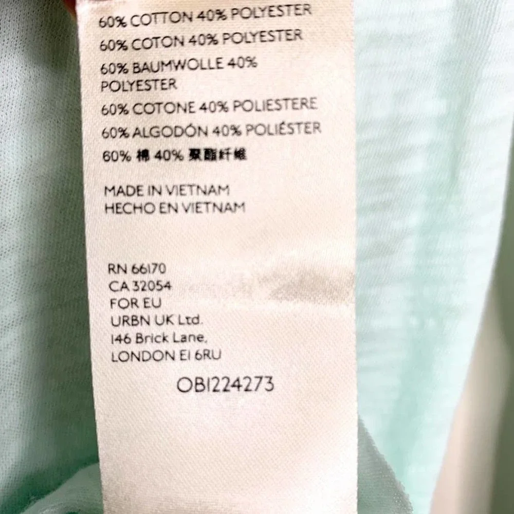 Free People Caroline Smock Turtleneck Iced Aqua Long Sleeves Top - Picture 4 of 4